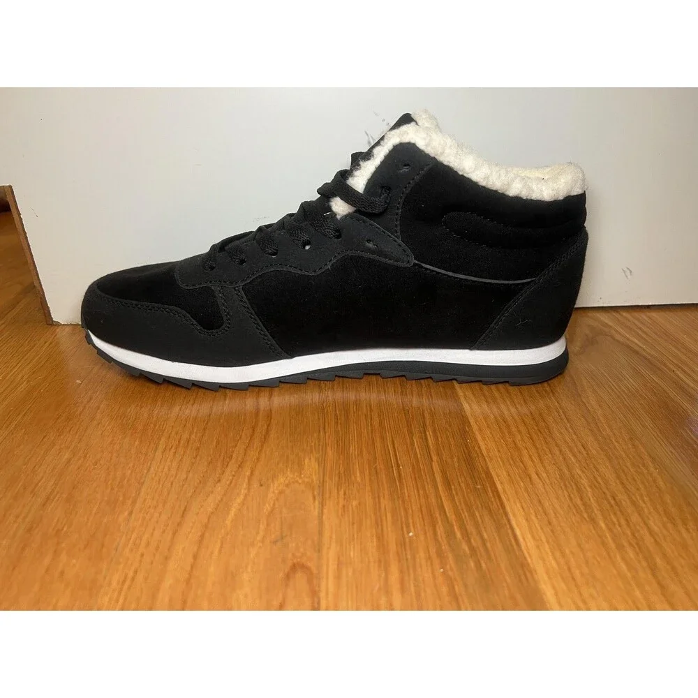 Wooly's Shoes Mens Size 12 EU 46 Black Faux Shearling Lined Winter Sneaker Boots